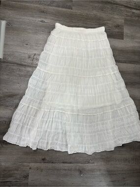 Max Studio White Tiered Midi Skirt